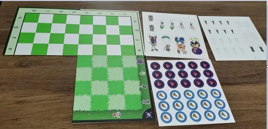 Printed board game and card game component set
